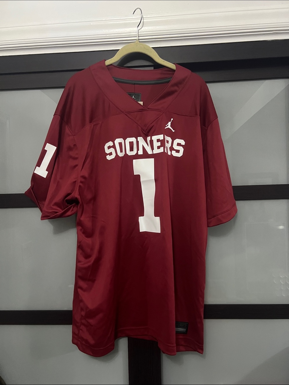 Jordan Maroon Sooners #1 Football Jersey
